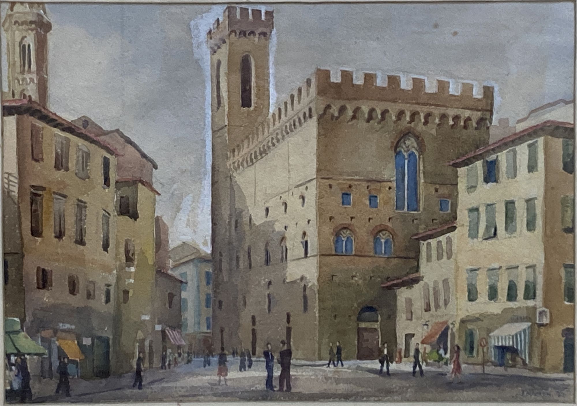 J. Macken, watercolour, Spanish street scene with church, signed and dated 31, 25 x 35.5cm